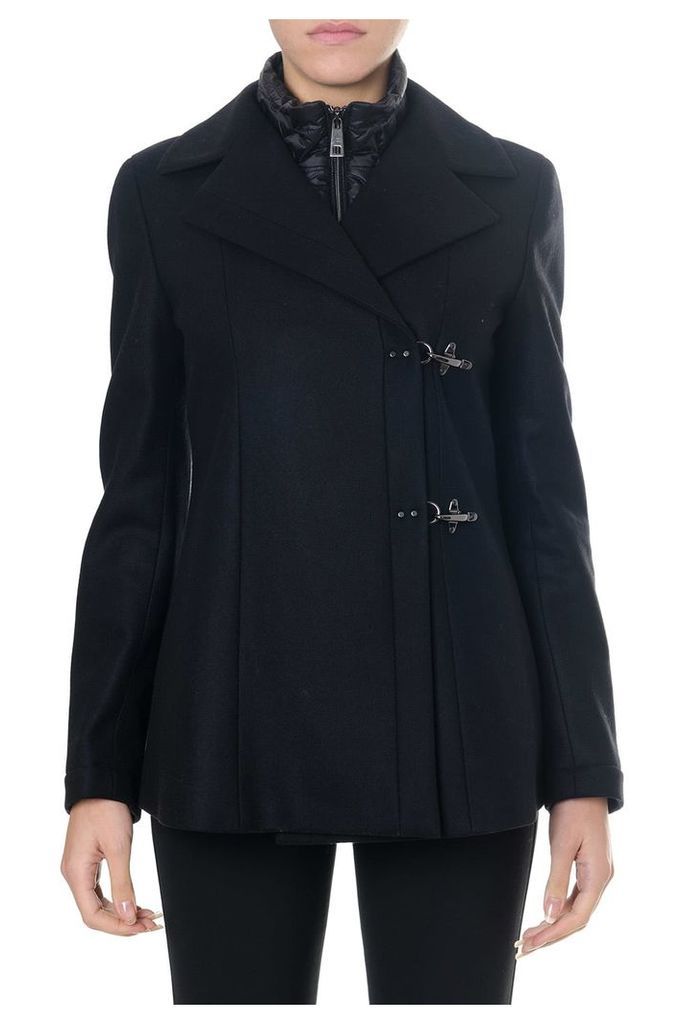 Black Wool And Cashmere Double Breast Coat
