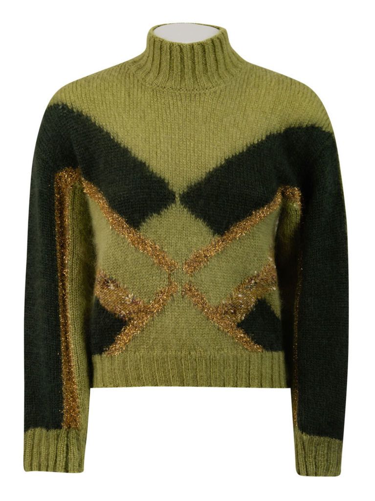 Alberta Ferretti Embellished Two Tone Sweater