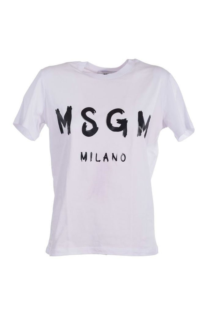 MSGM Paint Brushed Logo T-shirt