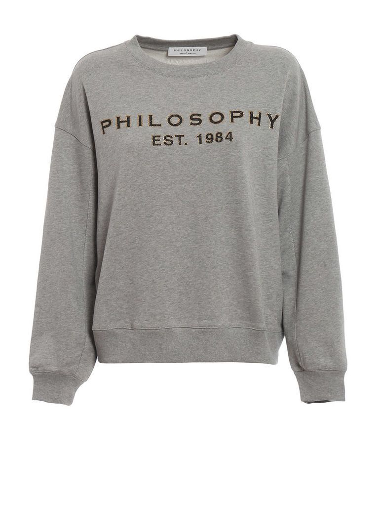 Philosophy di Lorenzo Serafini Grey Sweatshirt With Glitter Logo Print