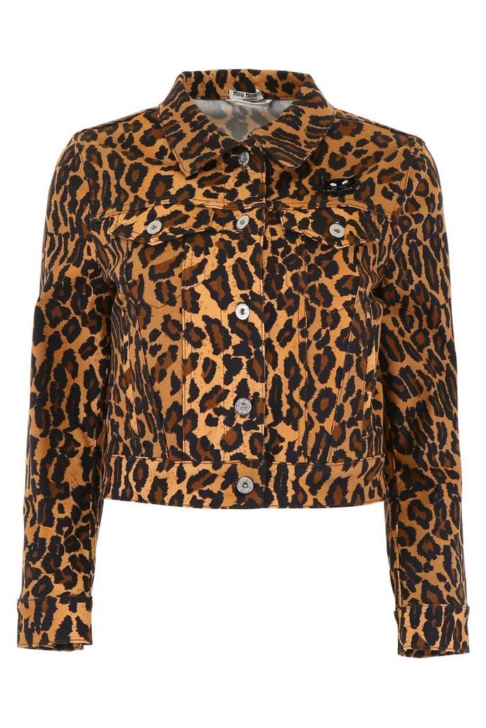 Leopard-printed Denim Jacket