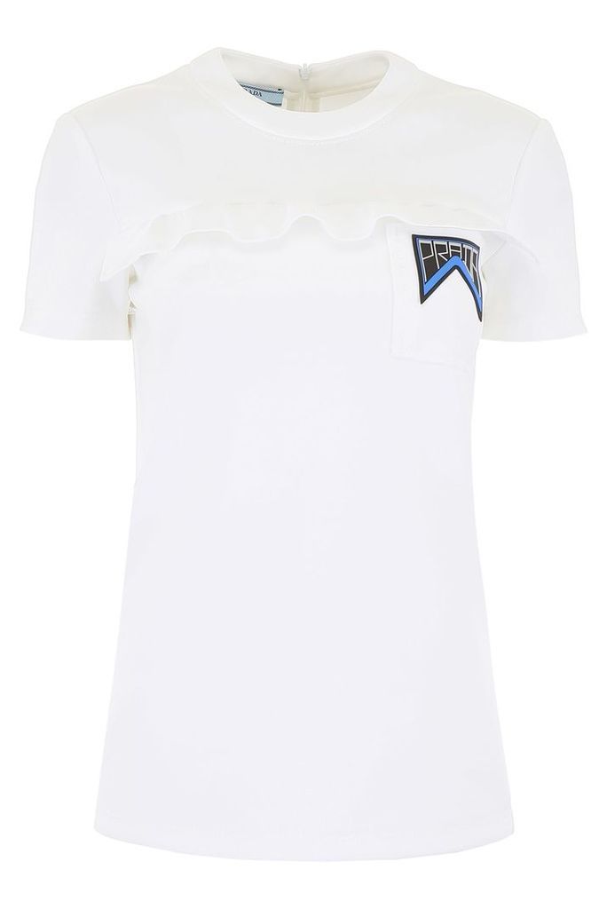 T-shirt With Logo And Ruffles