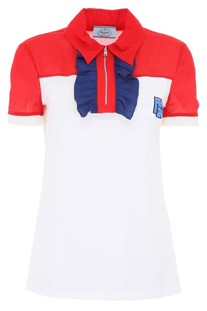 Polo Shirt With Ruffles And Logo Patch