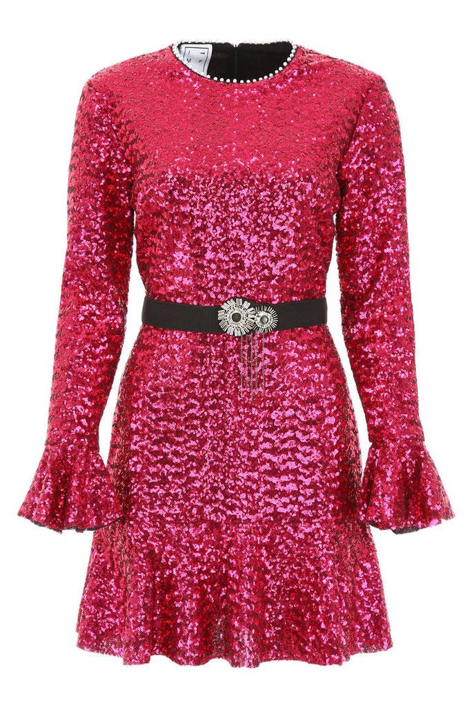 Sequins Mini Dress With Pearls