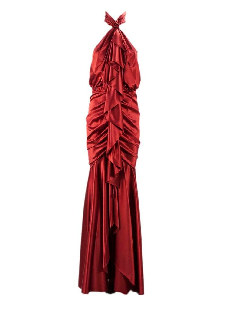 Alexandre Vauthier Red Silk Blend Long Dress