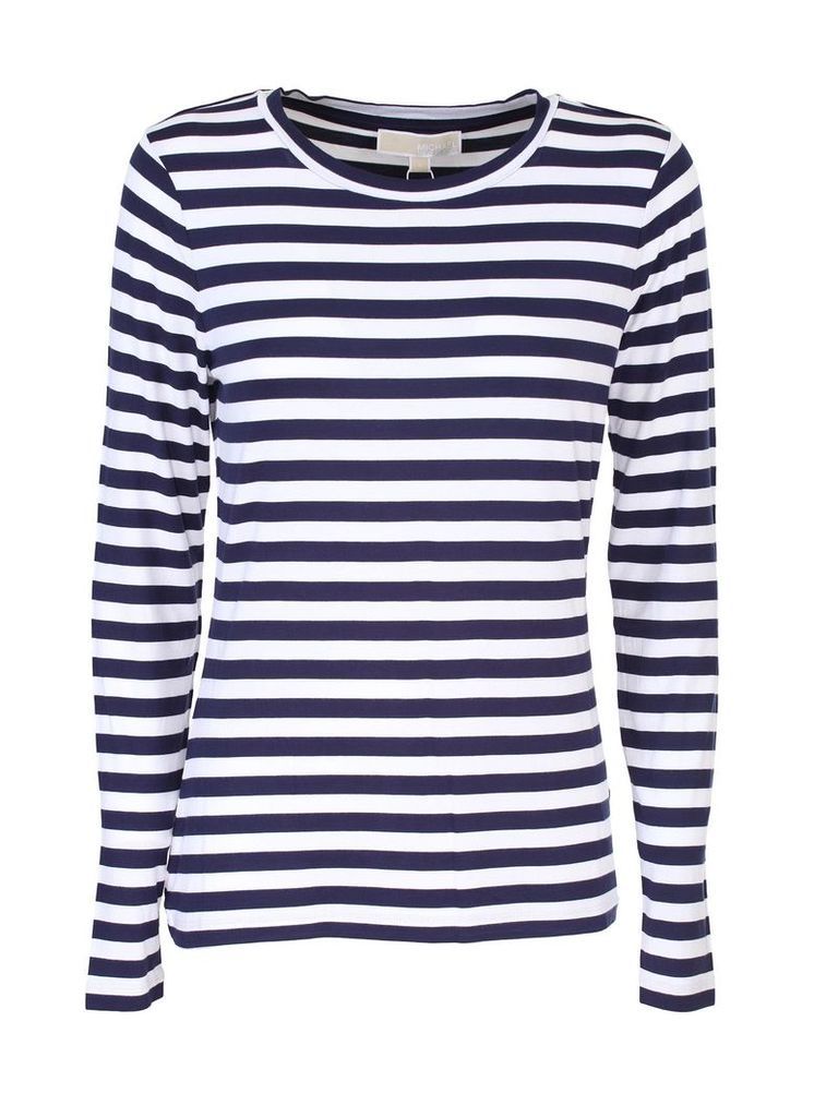 white and blue striped cotton sweater