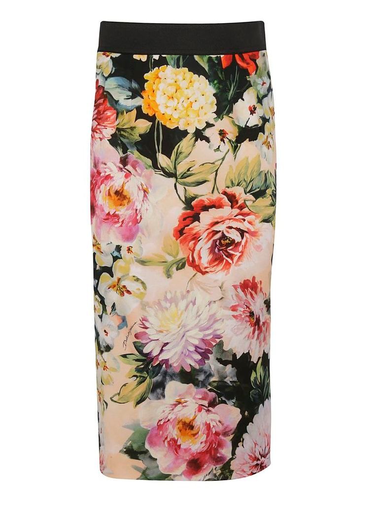 Dolce & Gabbana Rose Print Pencil Skirt