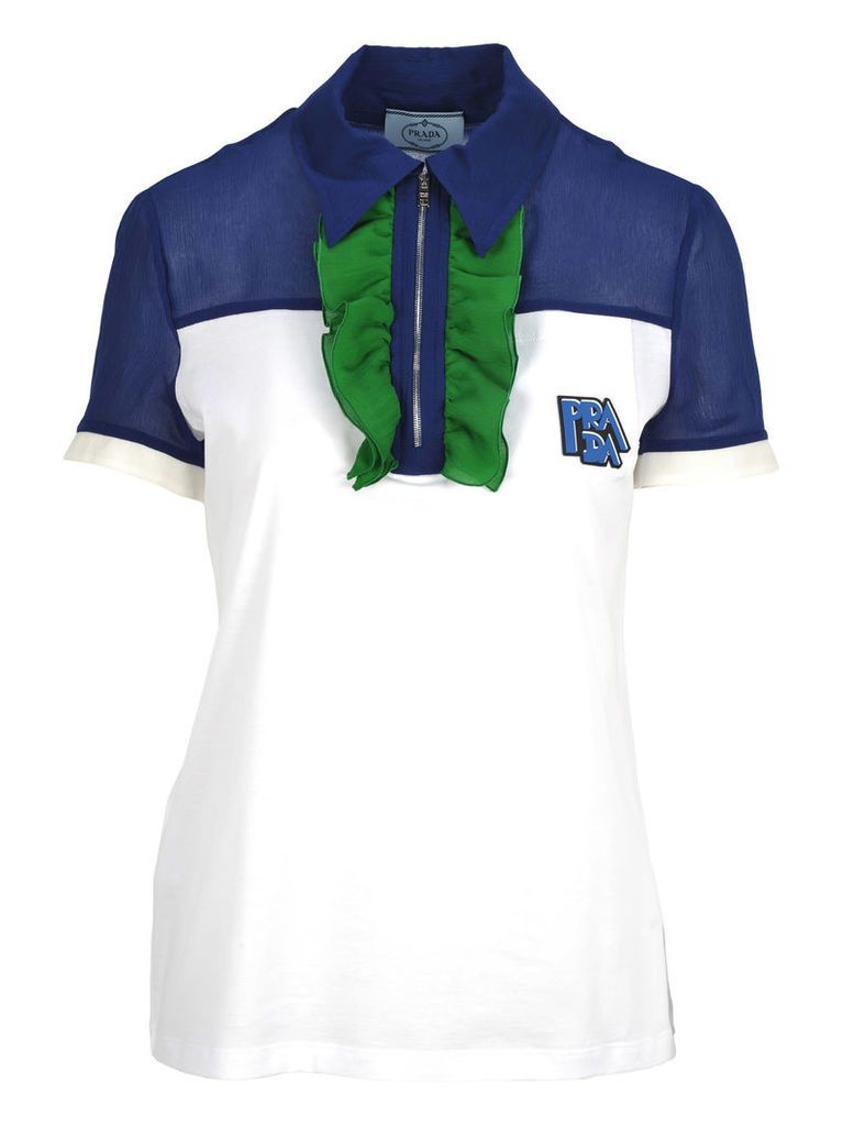 Prada Ruffled Detail Polo Shirt
