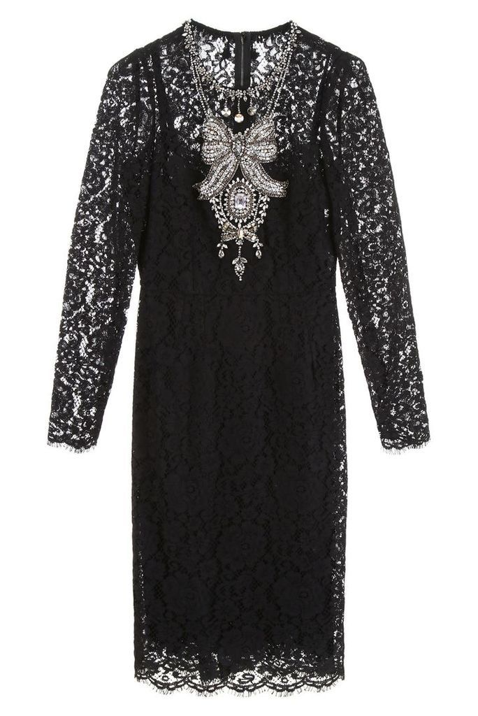 Dolce & Gabbana Lace Dress With Crystals