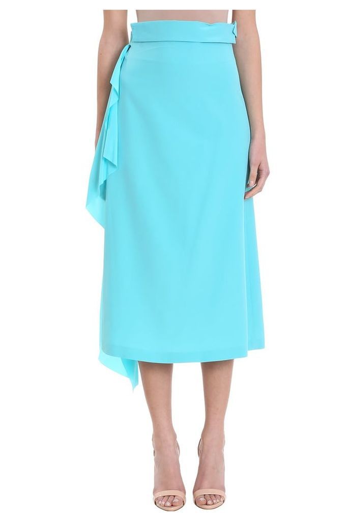 Maison Flaneur Asymmetric Light Blue Silk Skirt