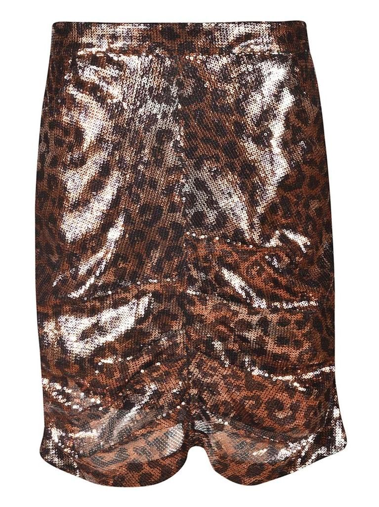 MSGM Ruched Leopard Skirt