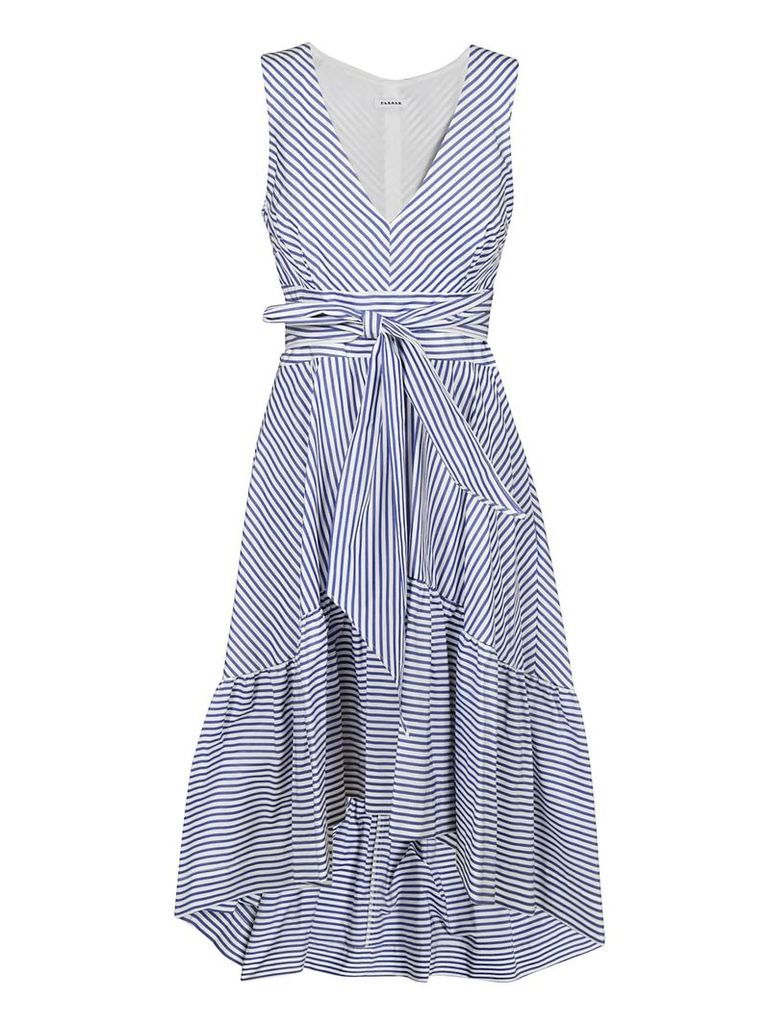 Parosh Bow-detailed Stripe Print Dress