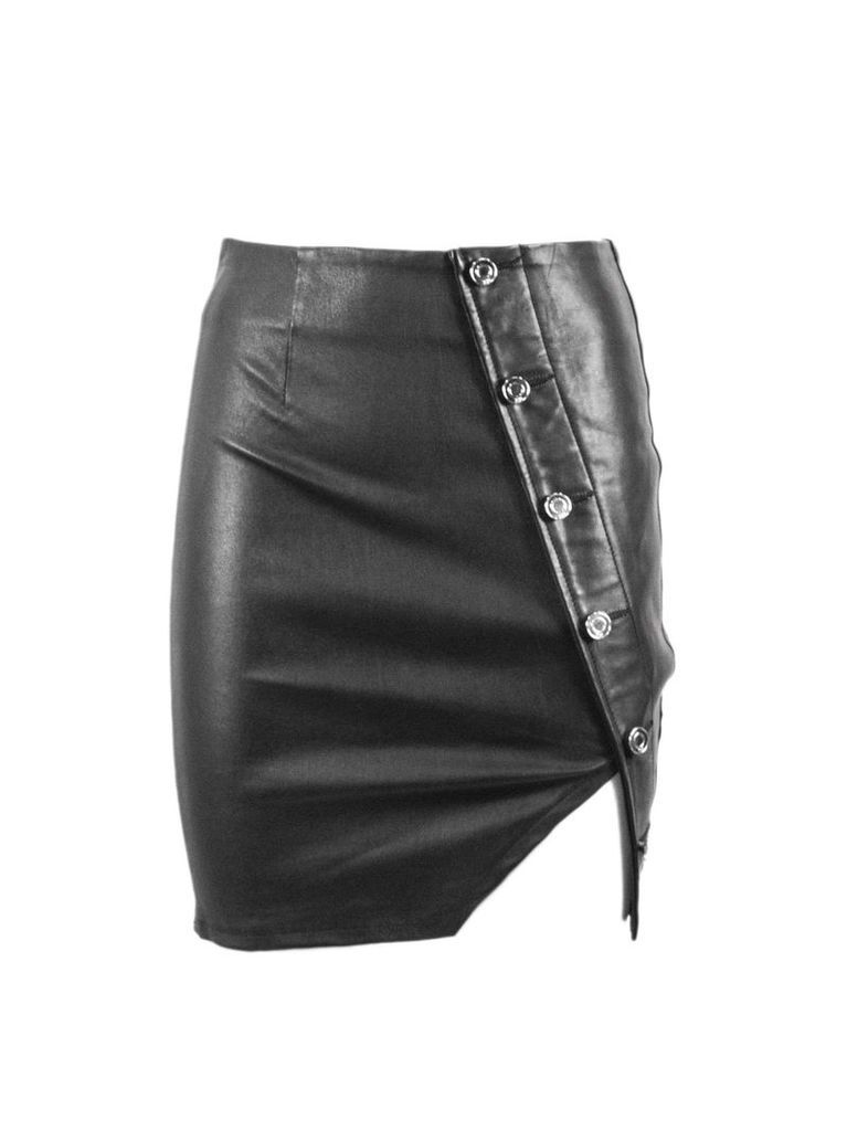 RTA Black Lambskin Mini Skirt.