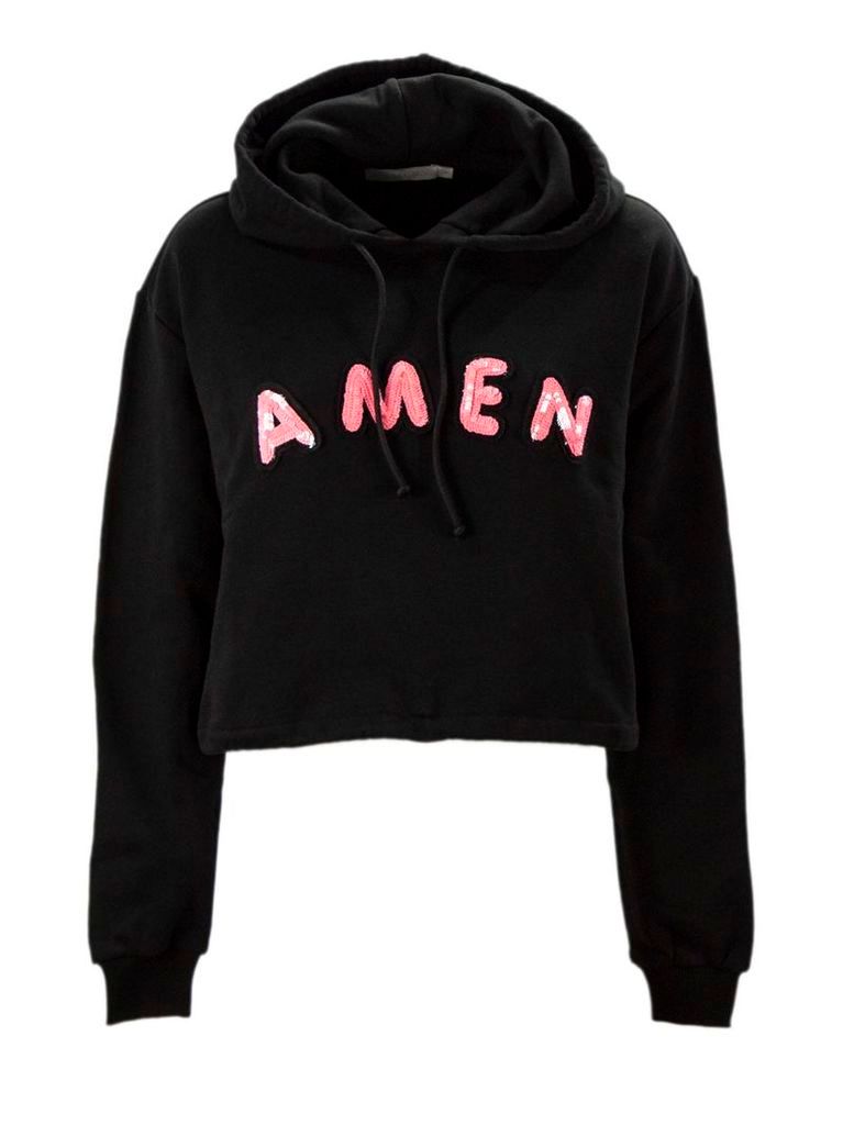 Amen Black Cotton Cropped Sweatshirt