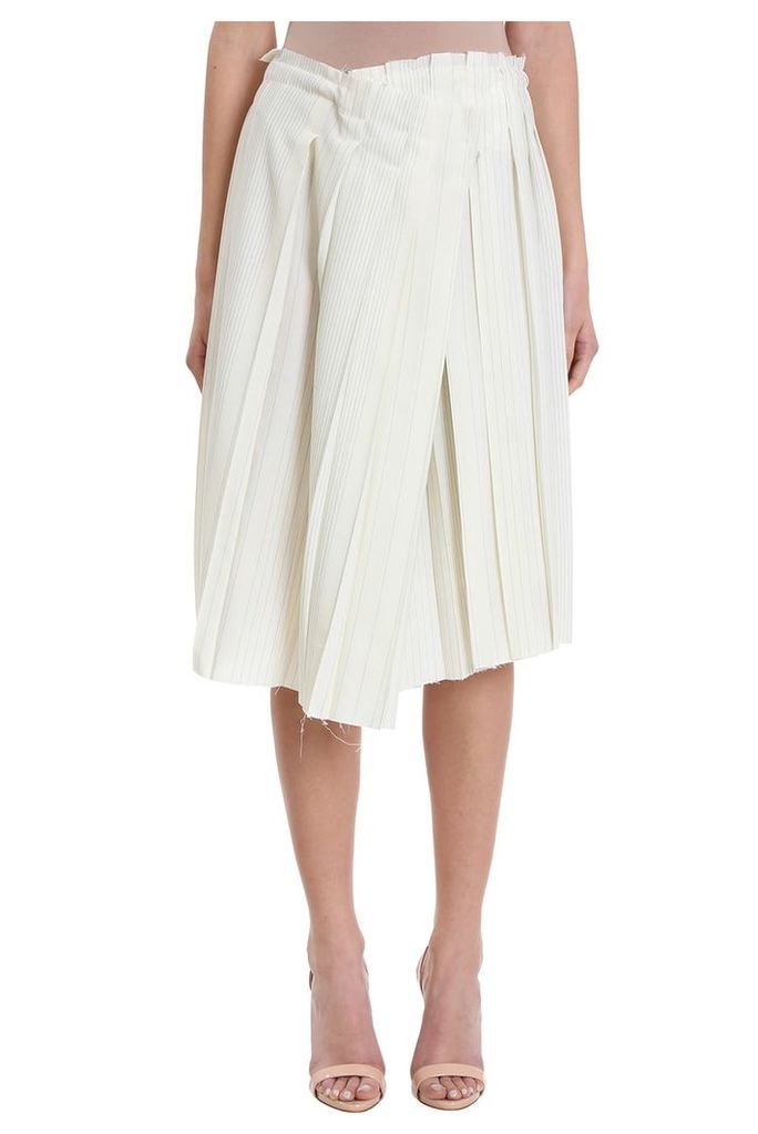Maison Flaneur Asymmetric White Wool Skirt