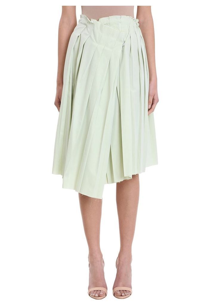 Maison Flaneur Asymmetric Mint Wool Skirt