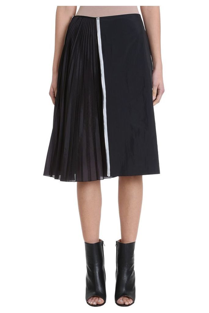 Maison Margiela Zipped Black Nylon Midi Skirt