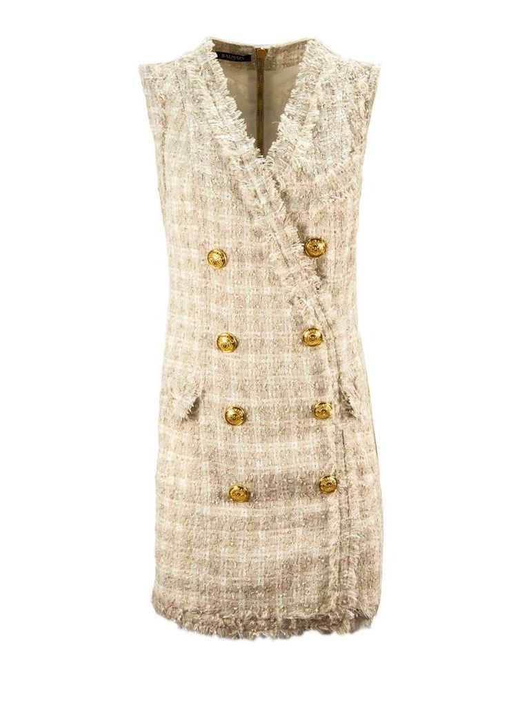 Balmain Ecru Tweed Mini Dress