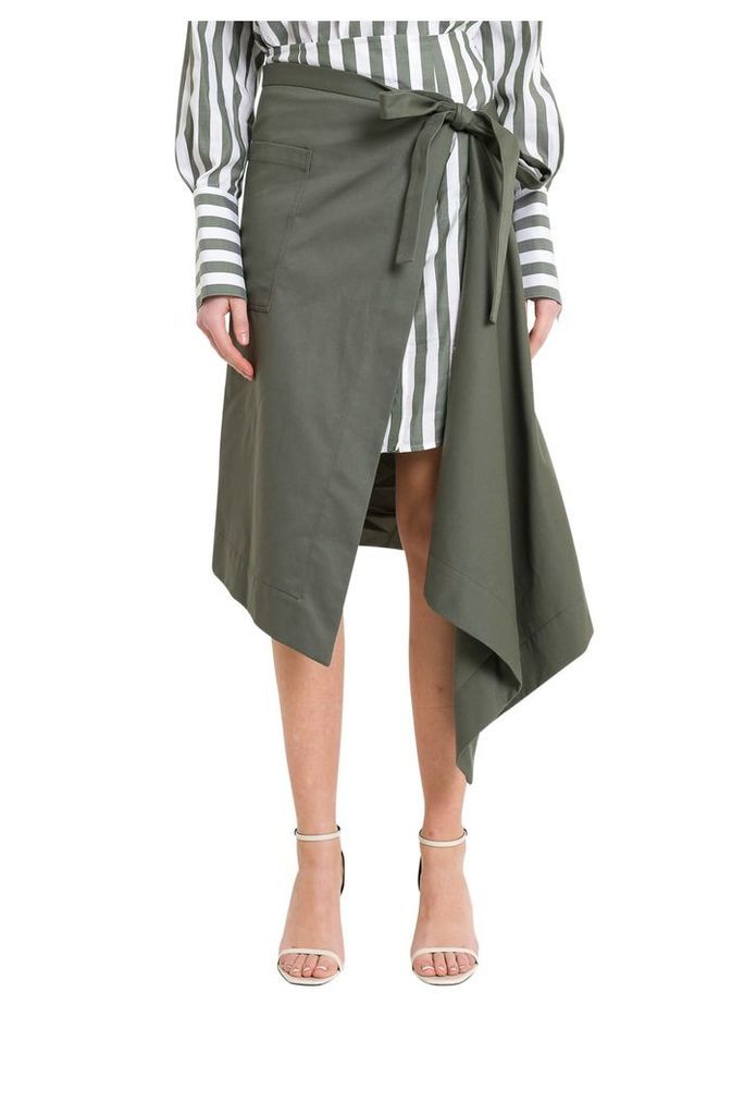 MONSE Asymmetric Apron Wrap Skirt