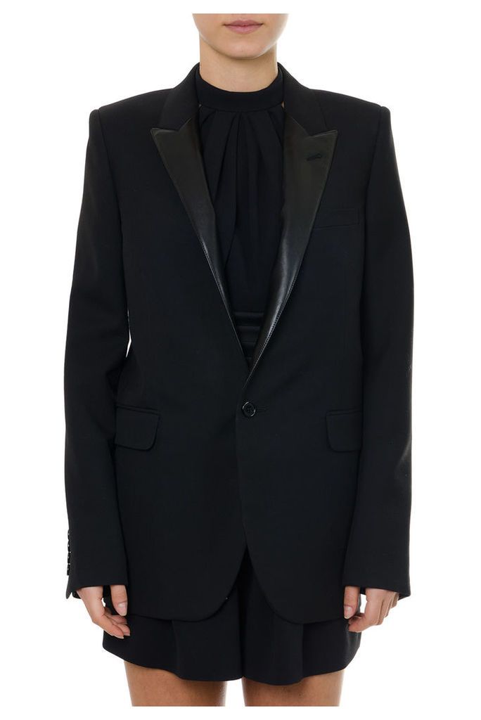 Saint Laurent Black Wool Blazer With Contrasting Lapels