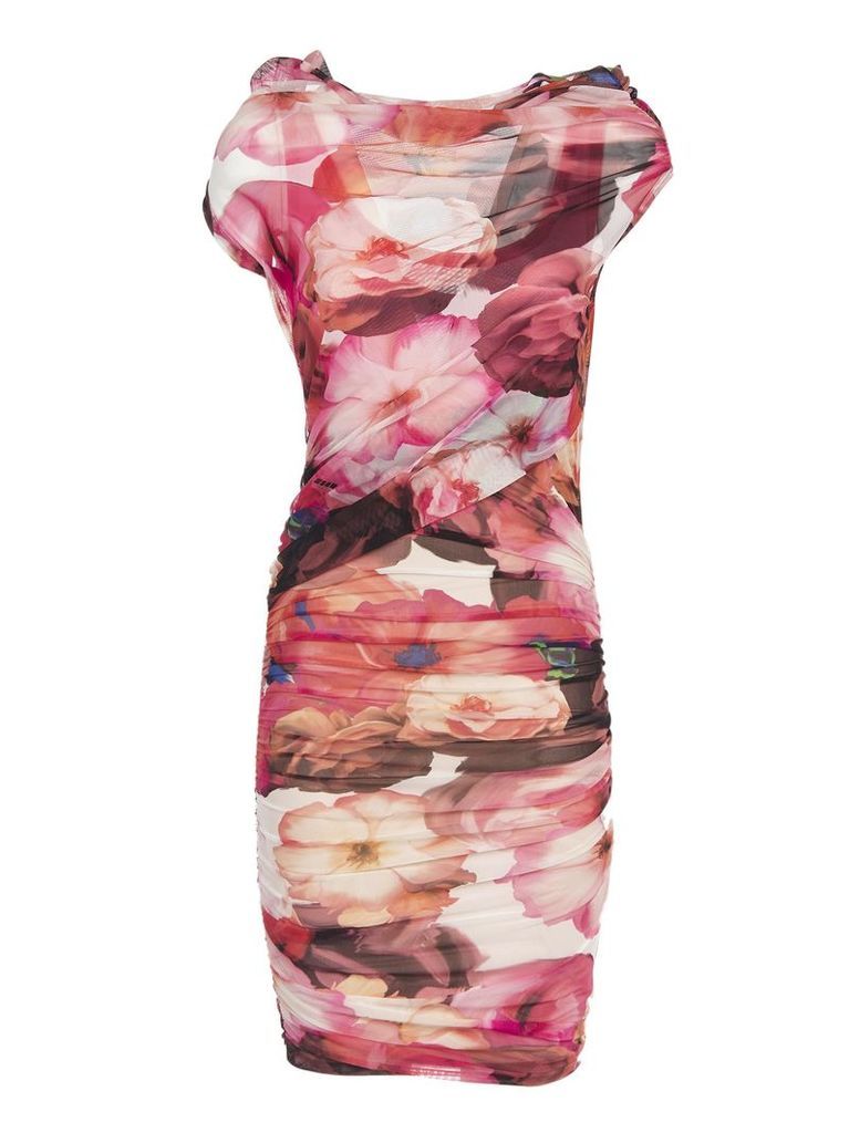 MSGM Floral Print Sheer Dress