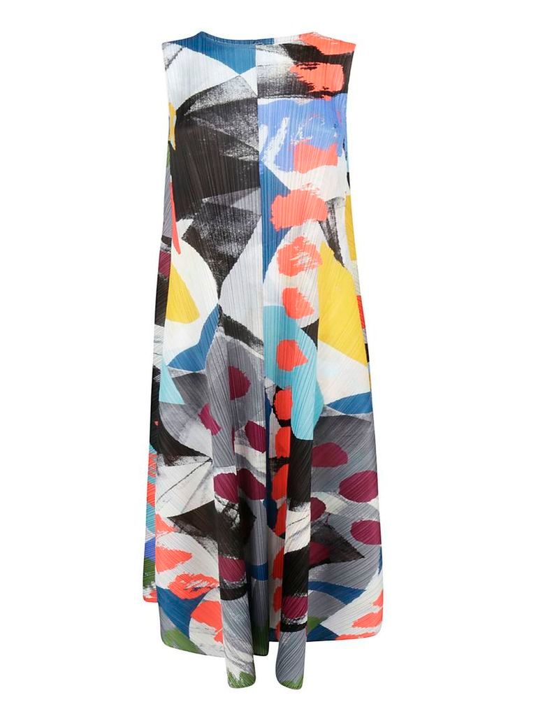 Pleats Please Issey Miyake Abstract Print Laugh Rope Dress