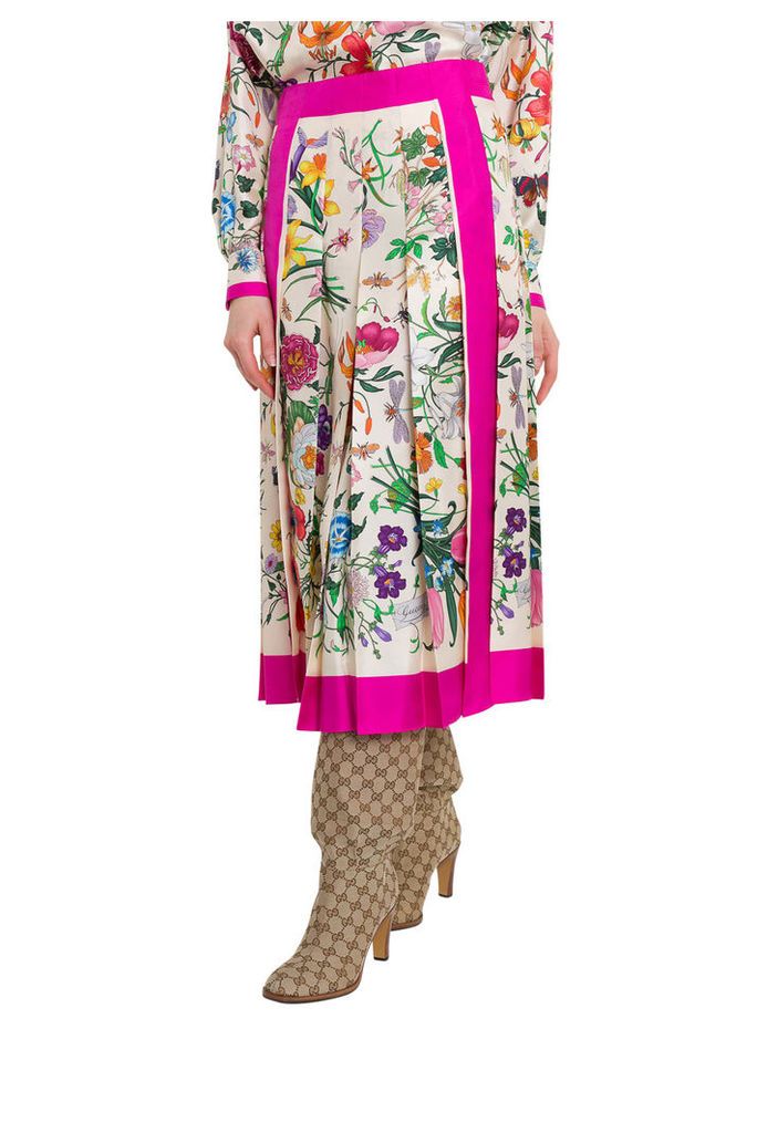 Gucci Silk Skirt With Flora Print