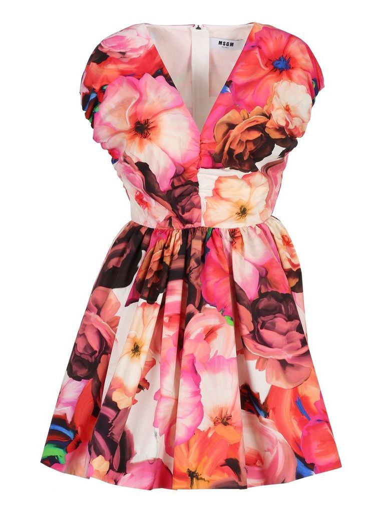 Msgm Floral Print Mini Dress