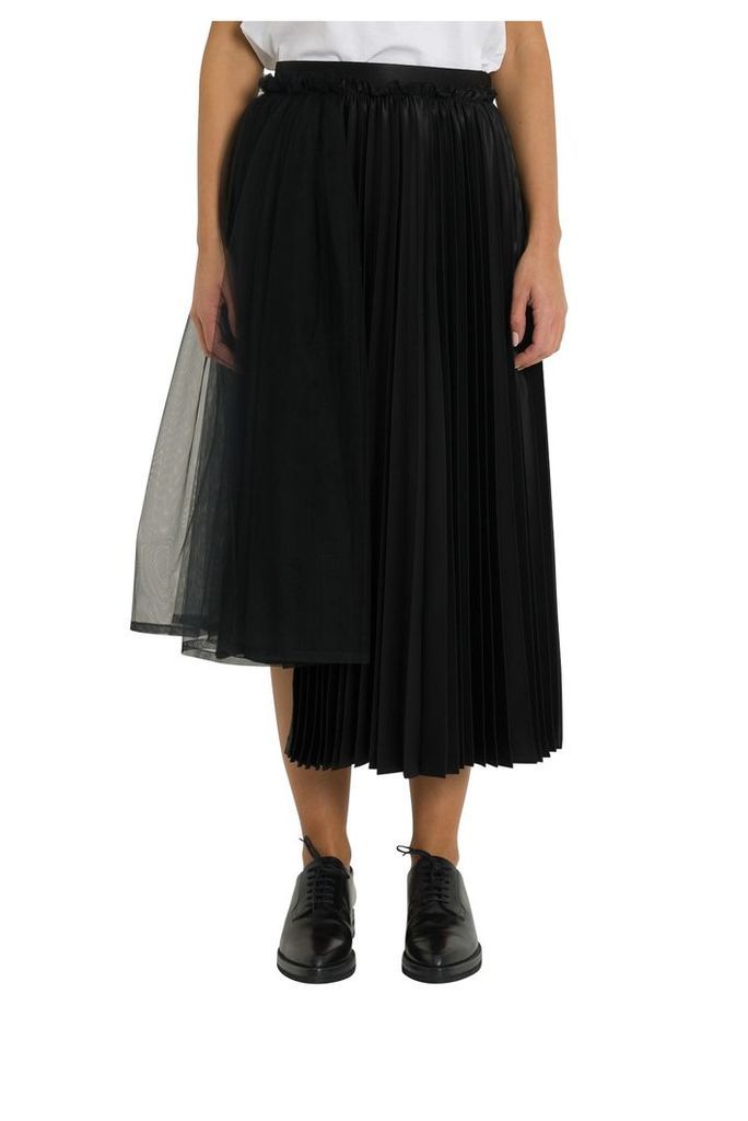 Noir Kei Ninomiya High-waist Asymmetric Pleated Satin Midi Skirt