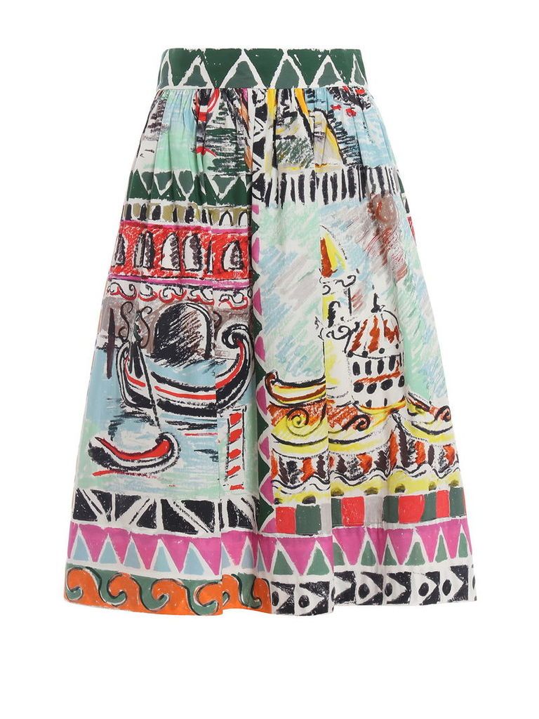 Prada Printed Flared Skirt