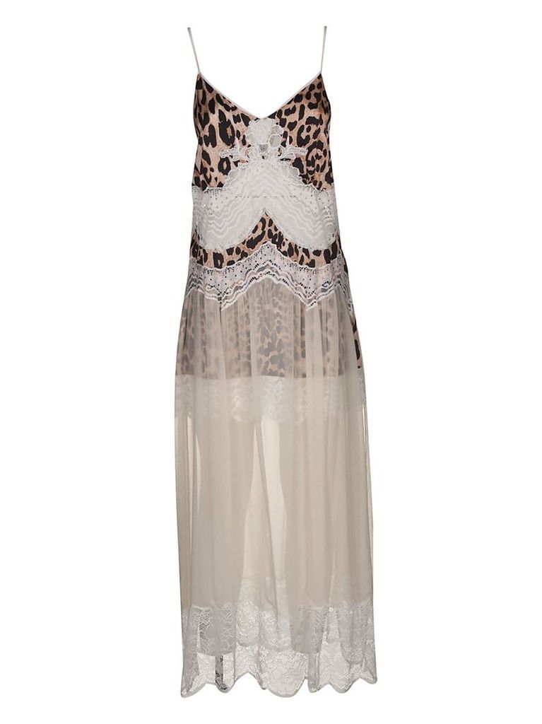 Leopard Detail Long Sleeveless Dress