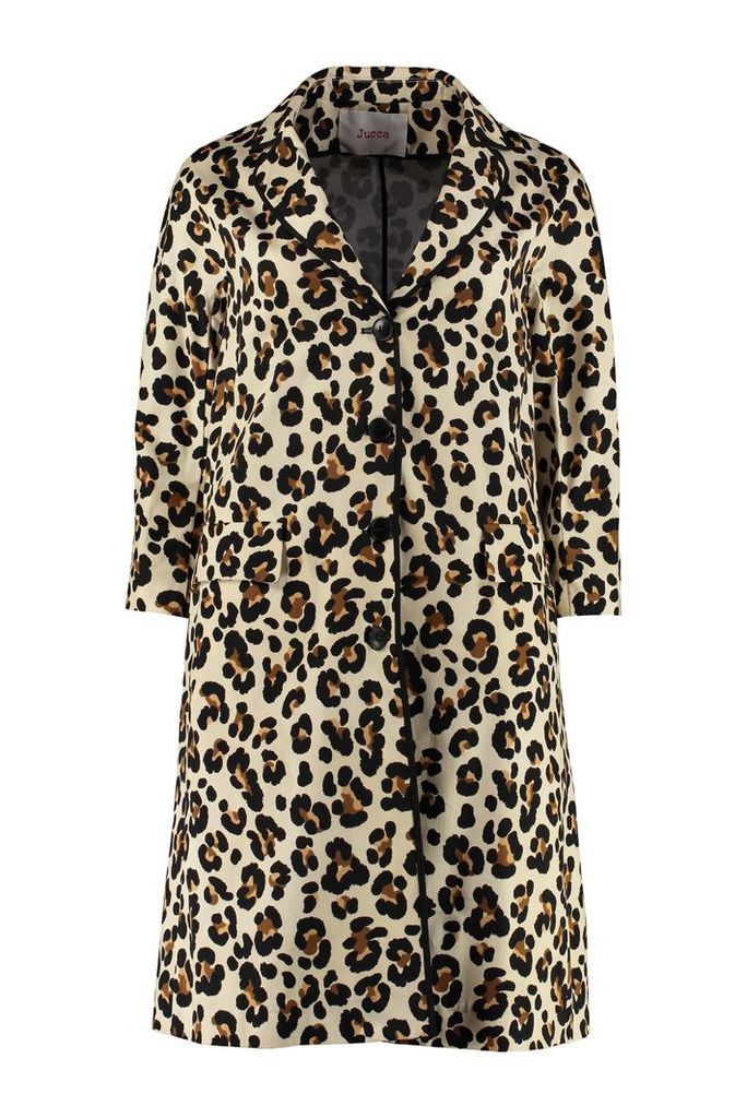 Jucca Leopard Print Cotton Swing Coat