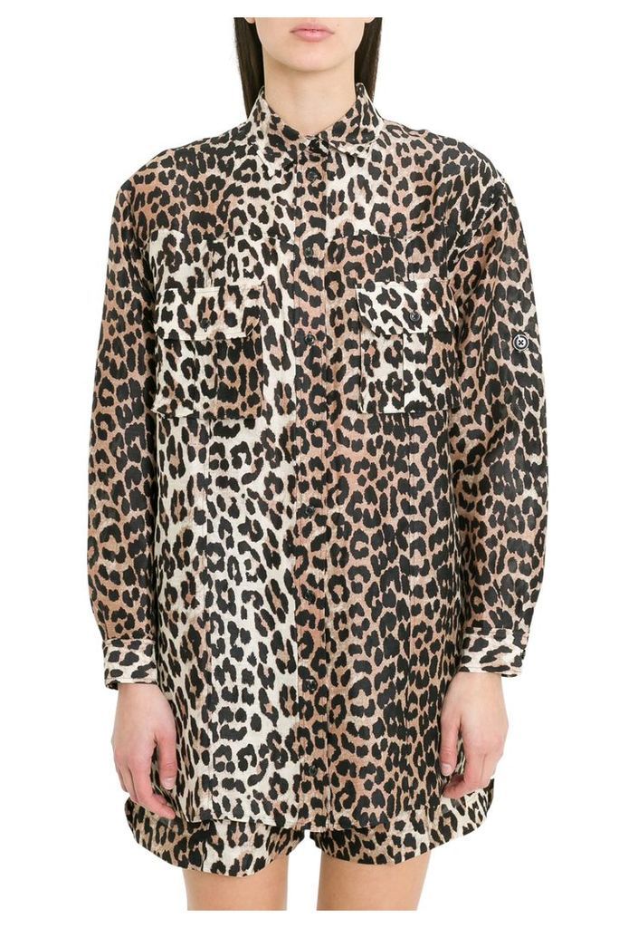 Ganni Cedar Leopard Printed Shirt