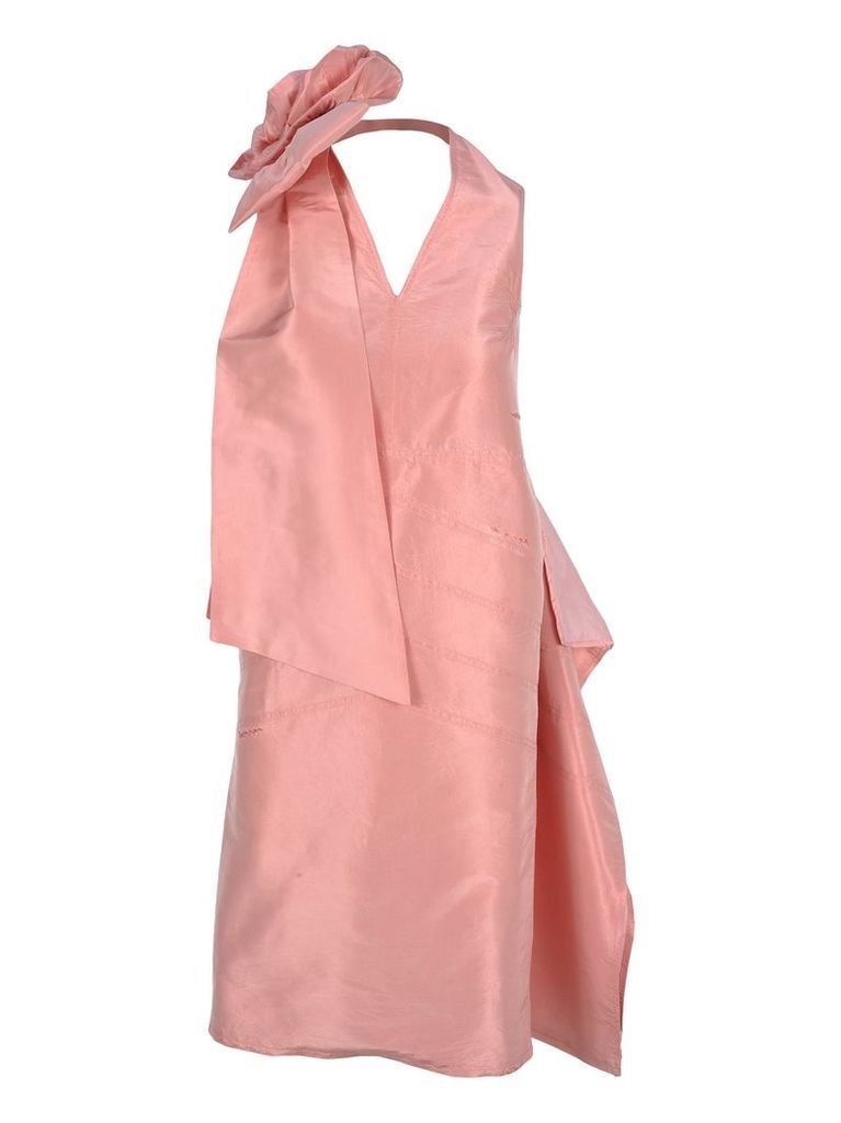 Miu Miu Rose Appliqué Silk-taffeta Dress