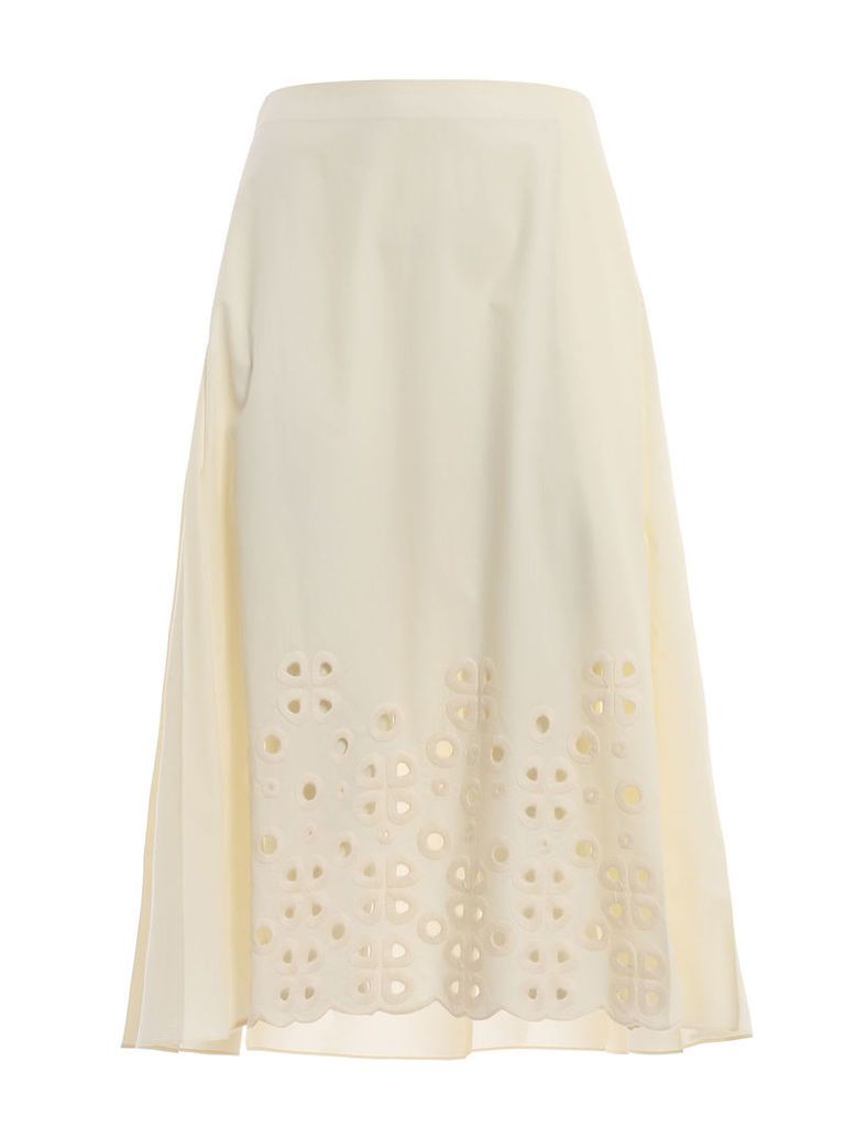 Fendi A-line Embroidered Skirt