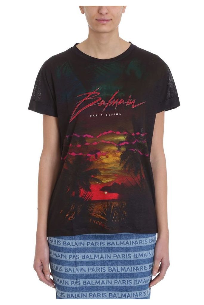 Balmain Paris Multicolor And Black Cotton T-shirt
