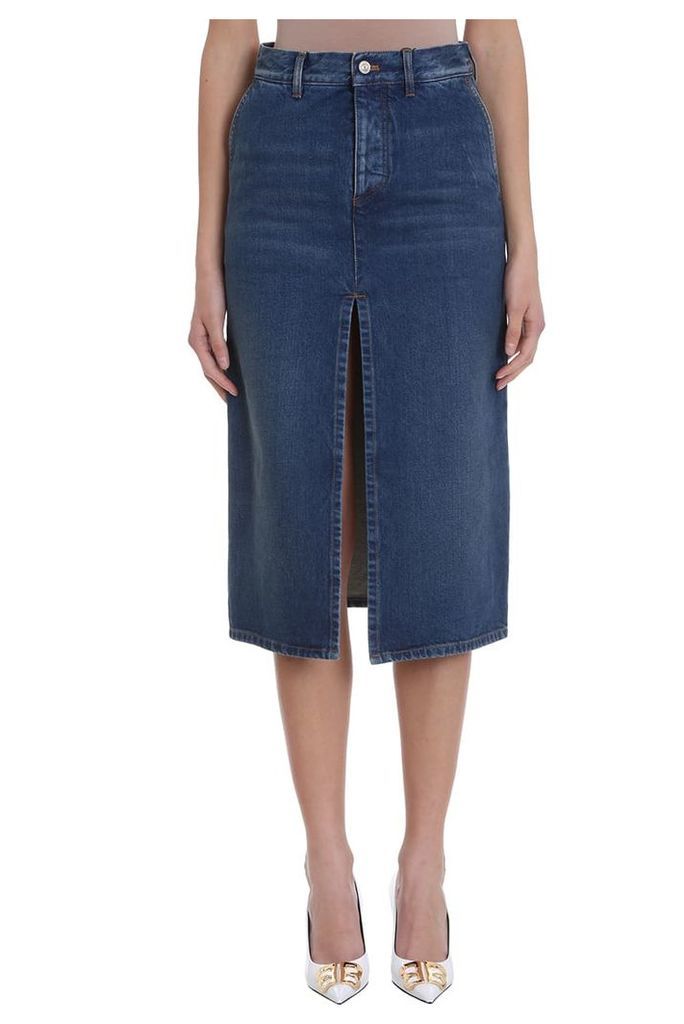 Balenciaga Twill Denim Midi Skirt