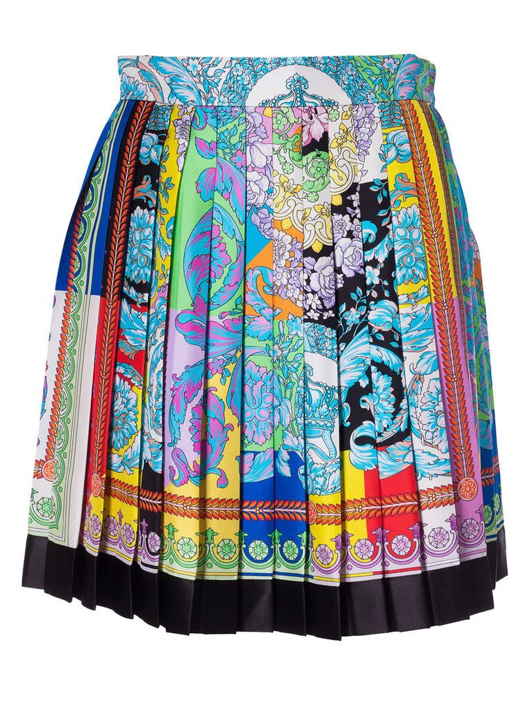 Versace Pleated Printed Skirt
