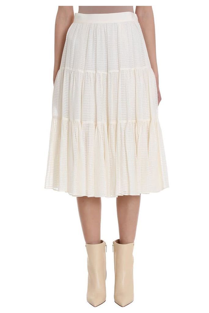 Tory Burch Ivory Textured Georgette Skirt