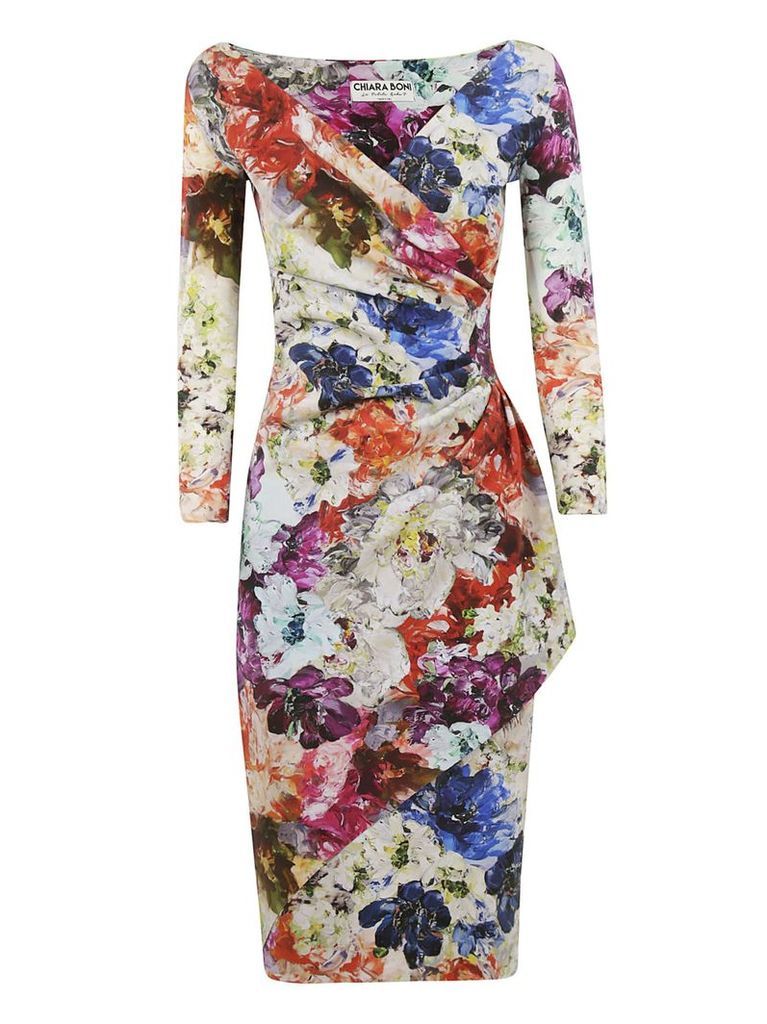 La Petit Robe Di Chiara Boni Floral Print Draped Dress