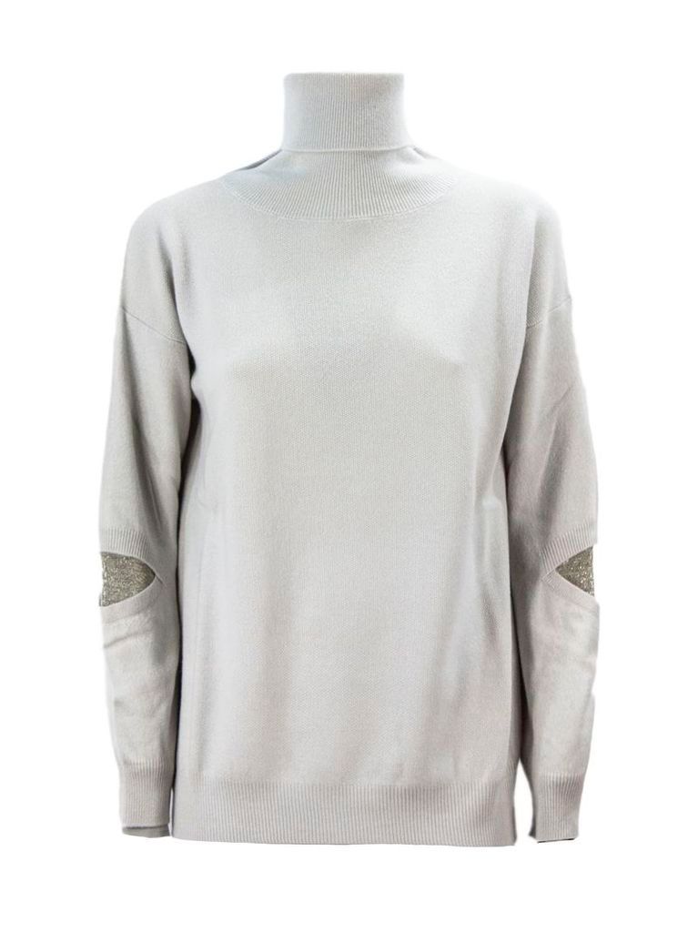 Fabiana Filippi Pearl-tone Merino Wool Blend Sweater.
