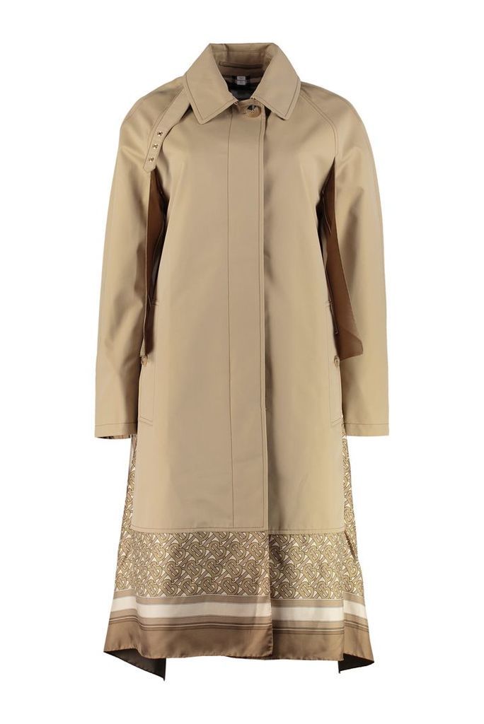 Burberry Cotton Car Coat With Silk Panel