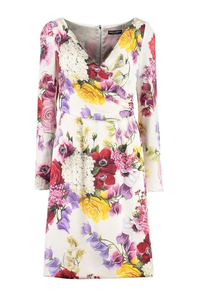 Dolce & Gabbana Floral Print Silk Sheath-dress
