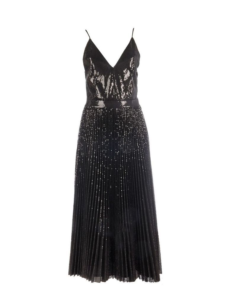 MSGM Long Plisse And Sequin Dress