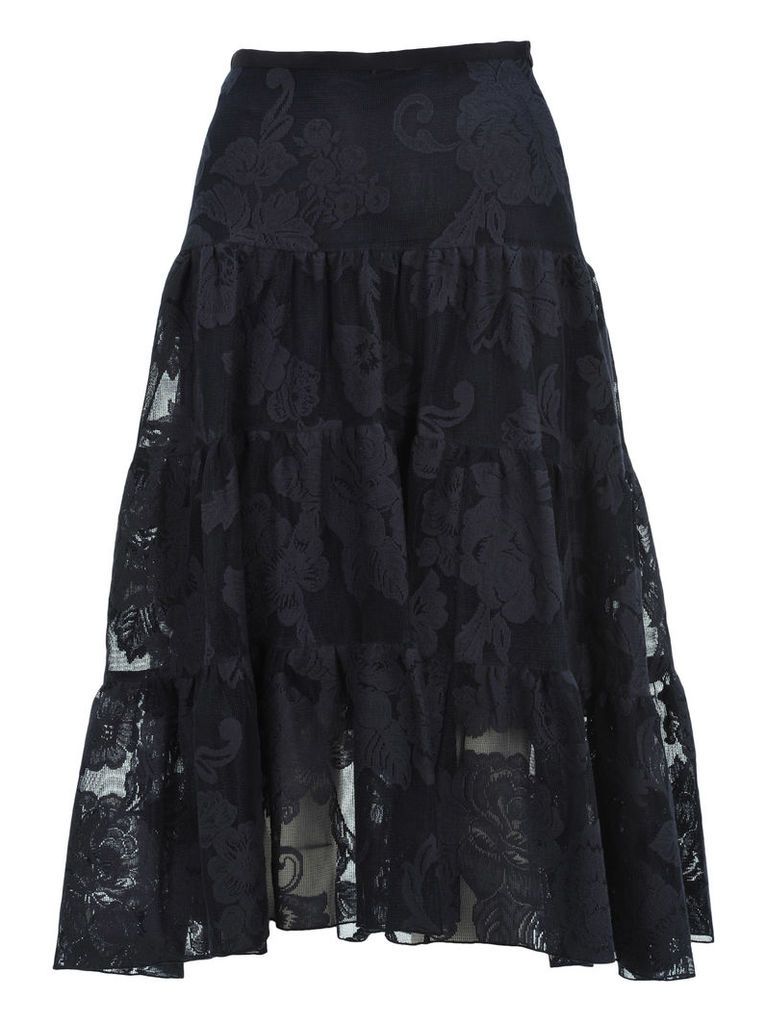 See By Chloe Floral Mesh Tiered Skirt