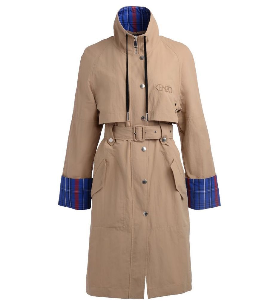 Kenzo Beige Trench Coat With Multicolor Details
