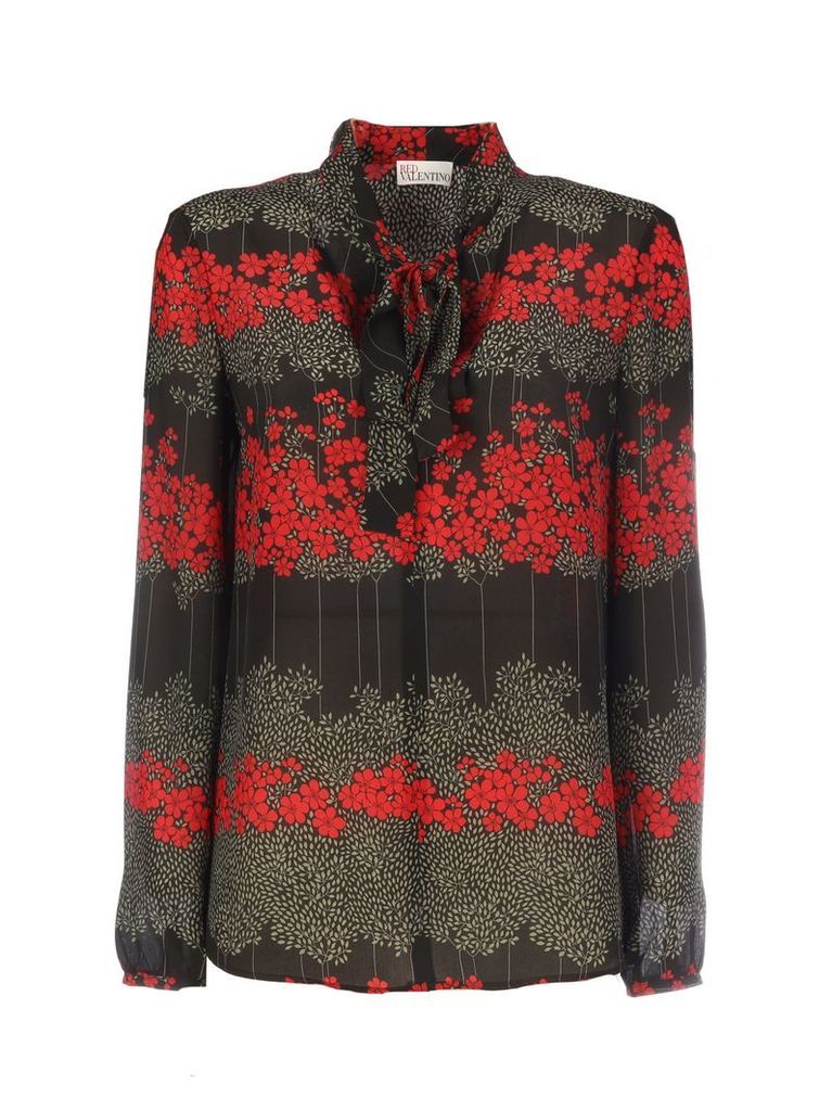 RED Valentino Long Sleeves Flora Print Crewneck