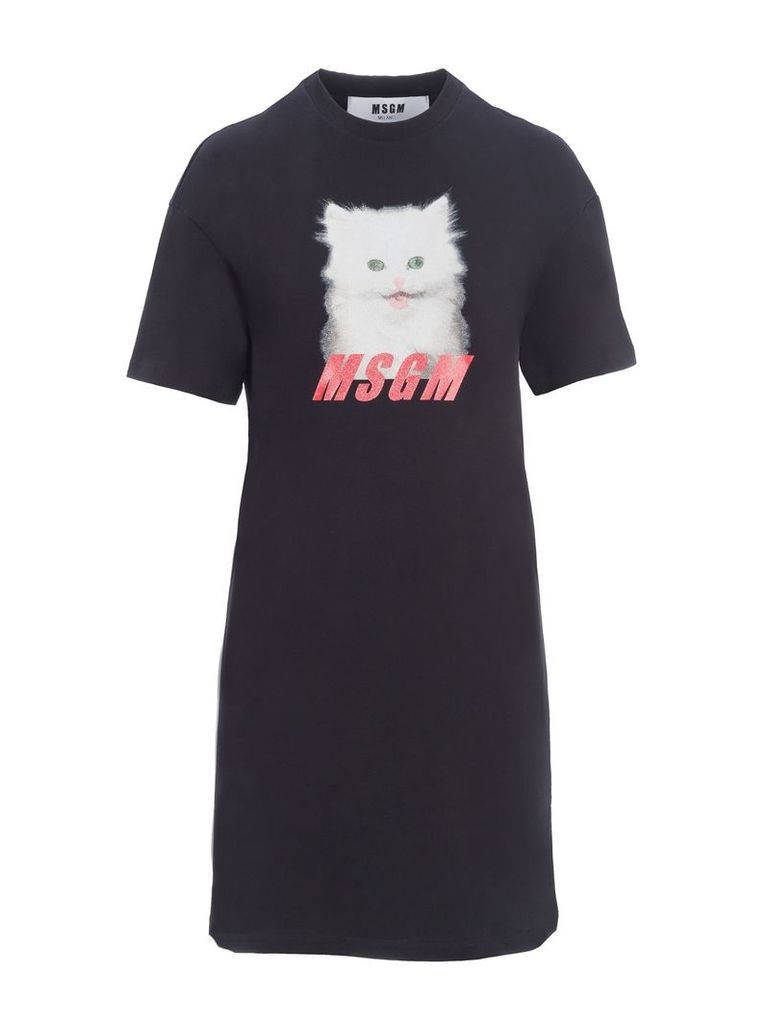 Msgm Cat Print Dress