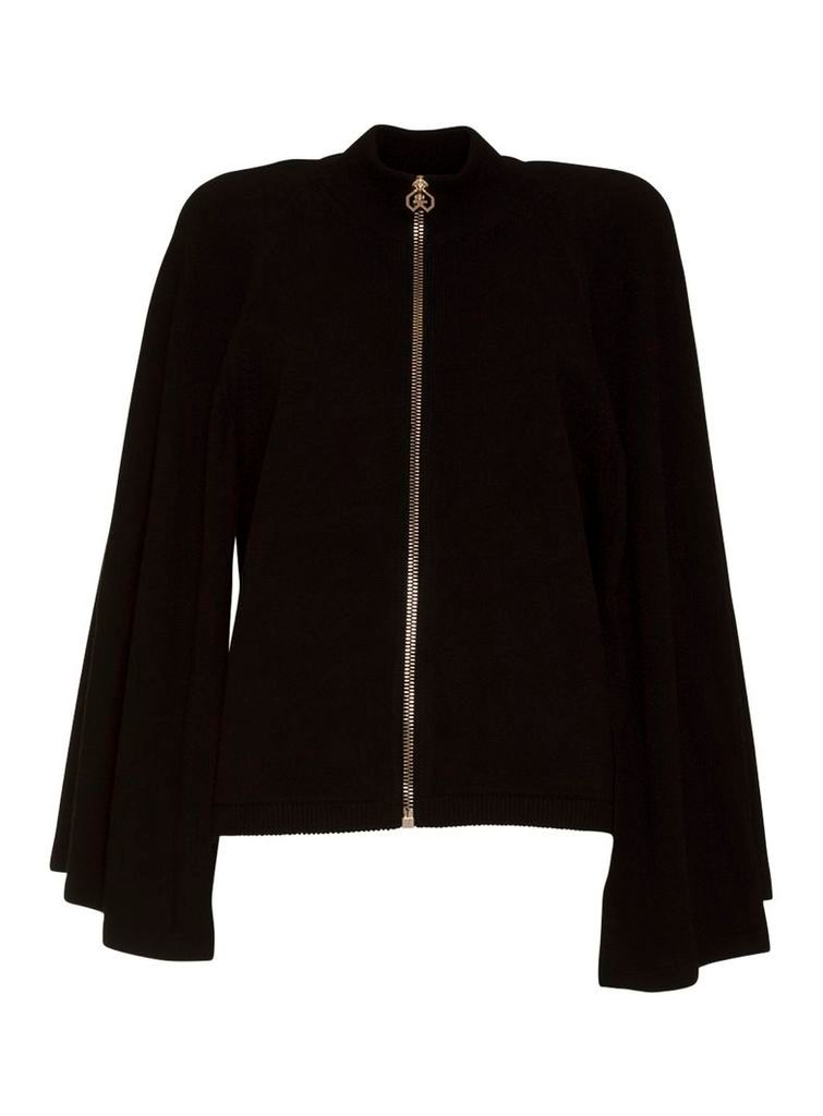 Givenchy Zipped Cape Cardigan In Wool And Cashmere