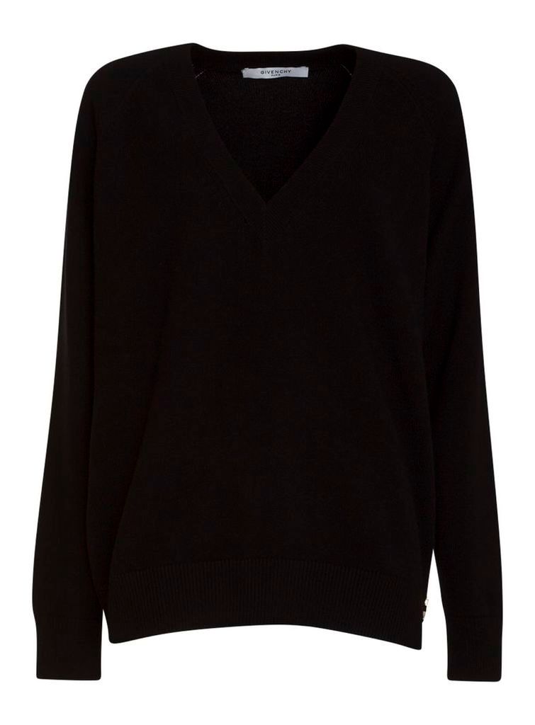 Givenchy V Neck Zipped Sweater In Wool And Cashmere